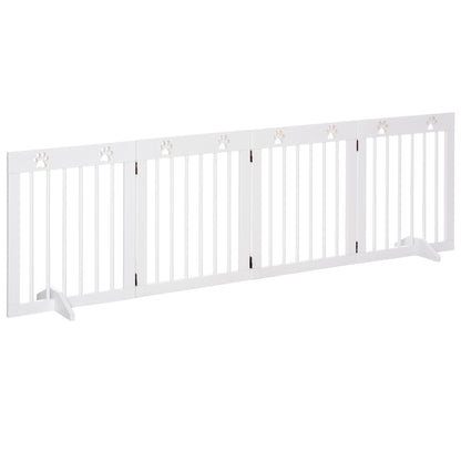 Pawhut Barrera De Seguridad Plegable Para Perros 4 Paneles 204x30x61cm Blanco_0