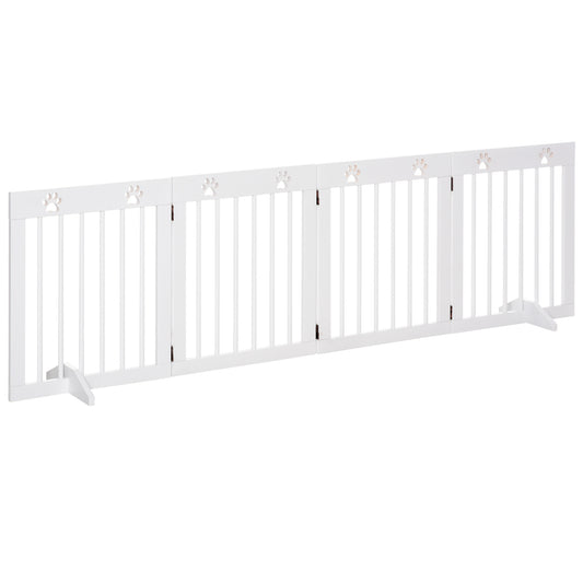 Pawhut Barrera De Seguridad Plegable Para Perros 4 Paneles 204x30x61cm Blanco_0