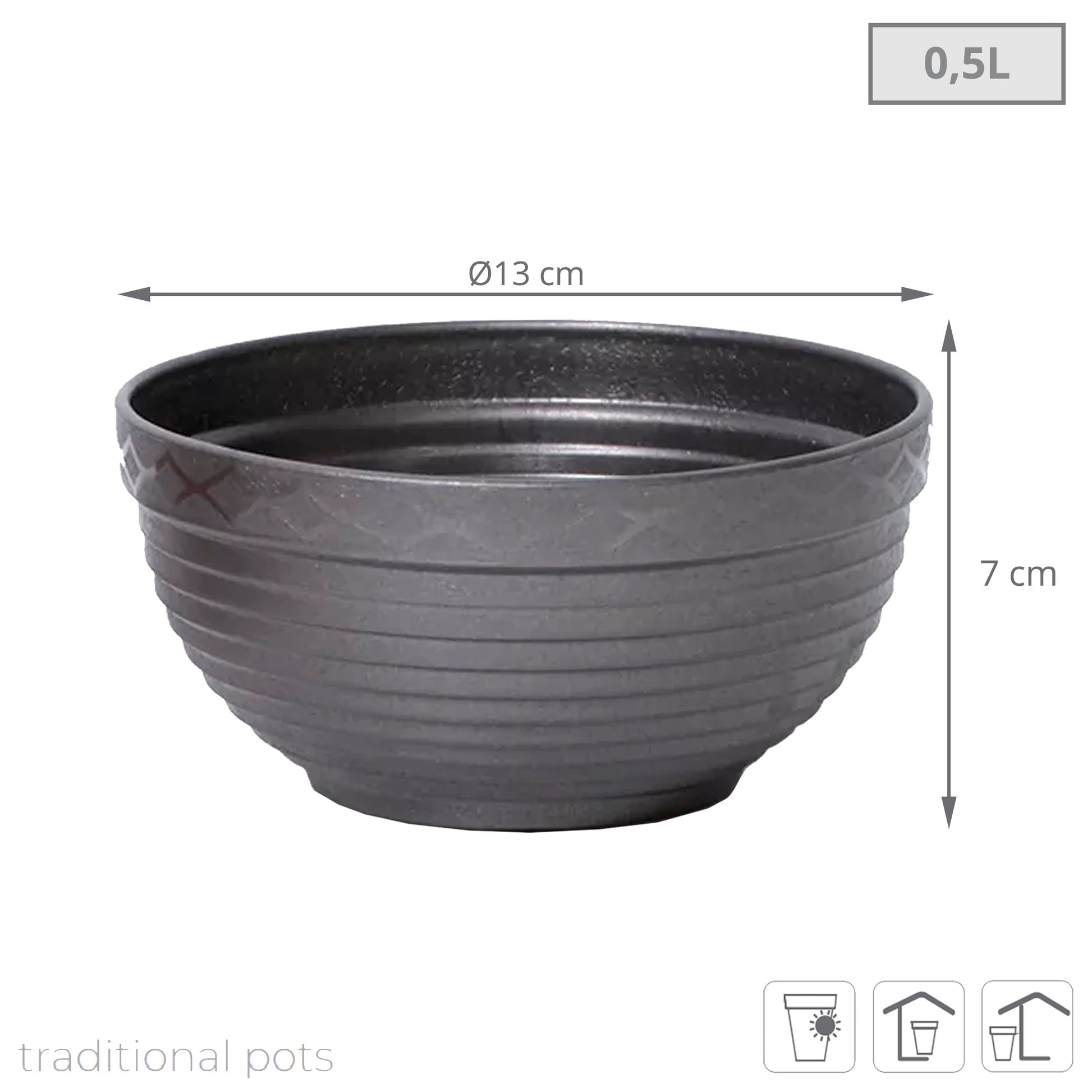 Maceta Misa 0,5l., Dimensiones (mm) 130x130x70, Color Grafito_2