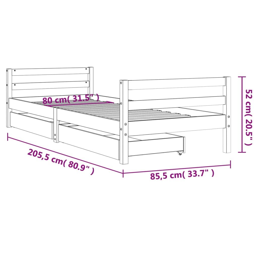 Vidaxl Estructura Cama Niños Con Cajones Madera Pino Blanco 80x200 Cm_2