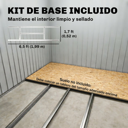 Outsunny Caseta De Jardín 213x130x185 Cm Con 2 Puertas Correderas Y 4 Ventanas_5