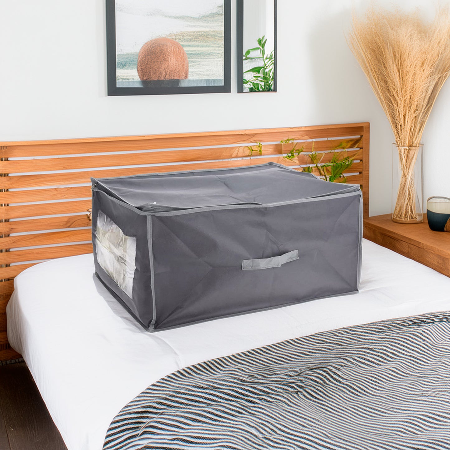 Well Home Funda Protectora Para Manta No Tejida De 80g/m2, 50x38xh20cm Gris Oscuro_2