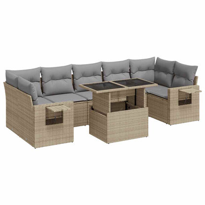 Set De Sofás De Jardín Y Cojines 8 Piezas Ratán Sintético Beige / Vetonek_3