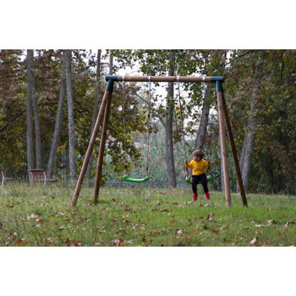 Columpio Doble De Madera Redonda Masgames Kibo Xl.