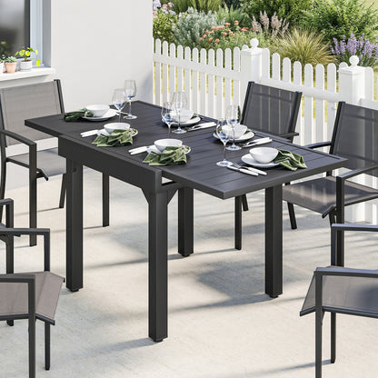 Outsunny Mesa De Jardín Exterior Extensible 80/160 Cm De Aluminio Negro_1