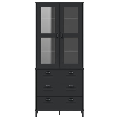 Aparador Alto Viken Madera Maciza De Pino Negro 80x40x190 Cm / Vetonek_3