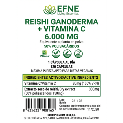 Reishi Ganoderma 6.000mg + Vitamina C Efne: Refuerza Inmunidad Y Controla El Estrés_3