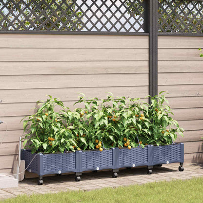 Maceta De Jardín Con Riego Y Ruedas 4 Uds. Gris Pp_1