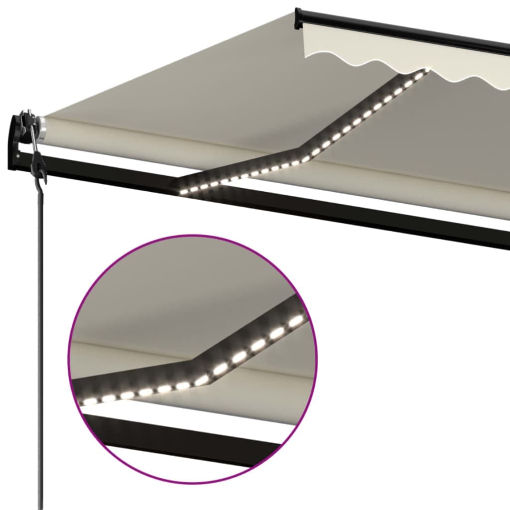 Toldo Automático Con Led Y Sensor De Viento Crema 450x300 Cm_4