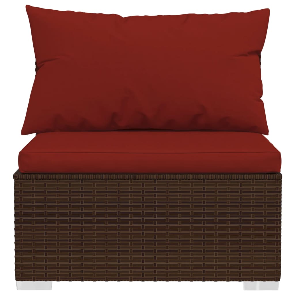 Set Muebles De Jardín Y Cojines 12 Pzas Ratán Sintético Marrón / Vetonek_4