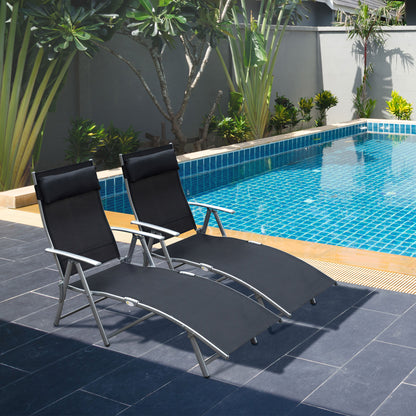Outsunny Conjunto De 2 Tumbonas Plegables Con Almohada 137x63,5x100,5 Cm Negro_1
