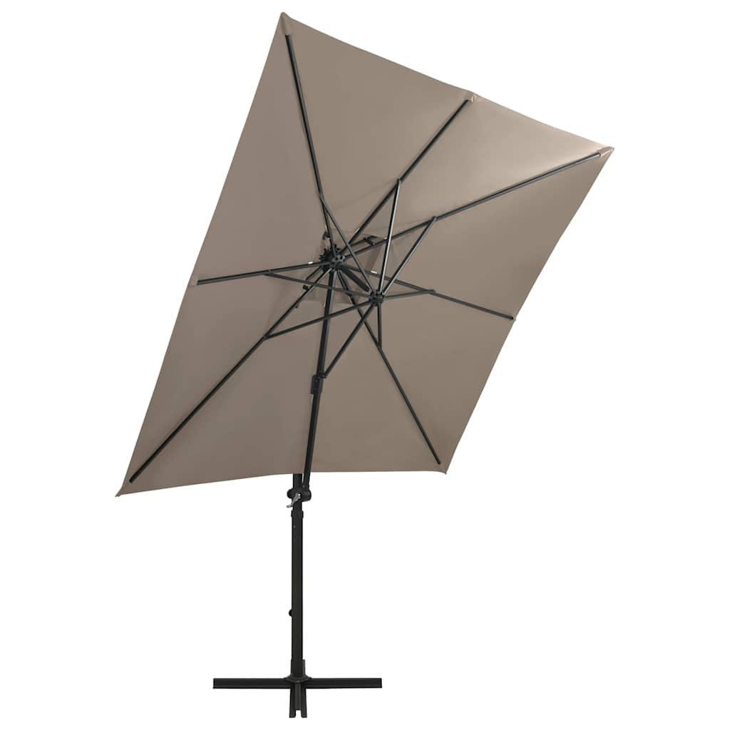 Vidaxl Sombrilla De Jardín Voladiza Con Palo Y Luces Led Taupe 250 Cm_3