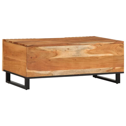 Mesa De Centro De Madera Maciza De Acacia 100x55x40 Cm_2