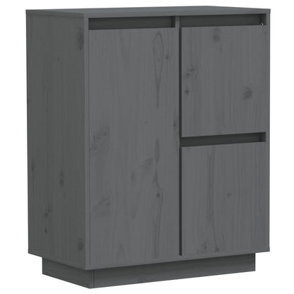 Aparador De Madera Maciza De Pino Gris 60x34x75 Cm_1