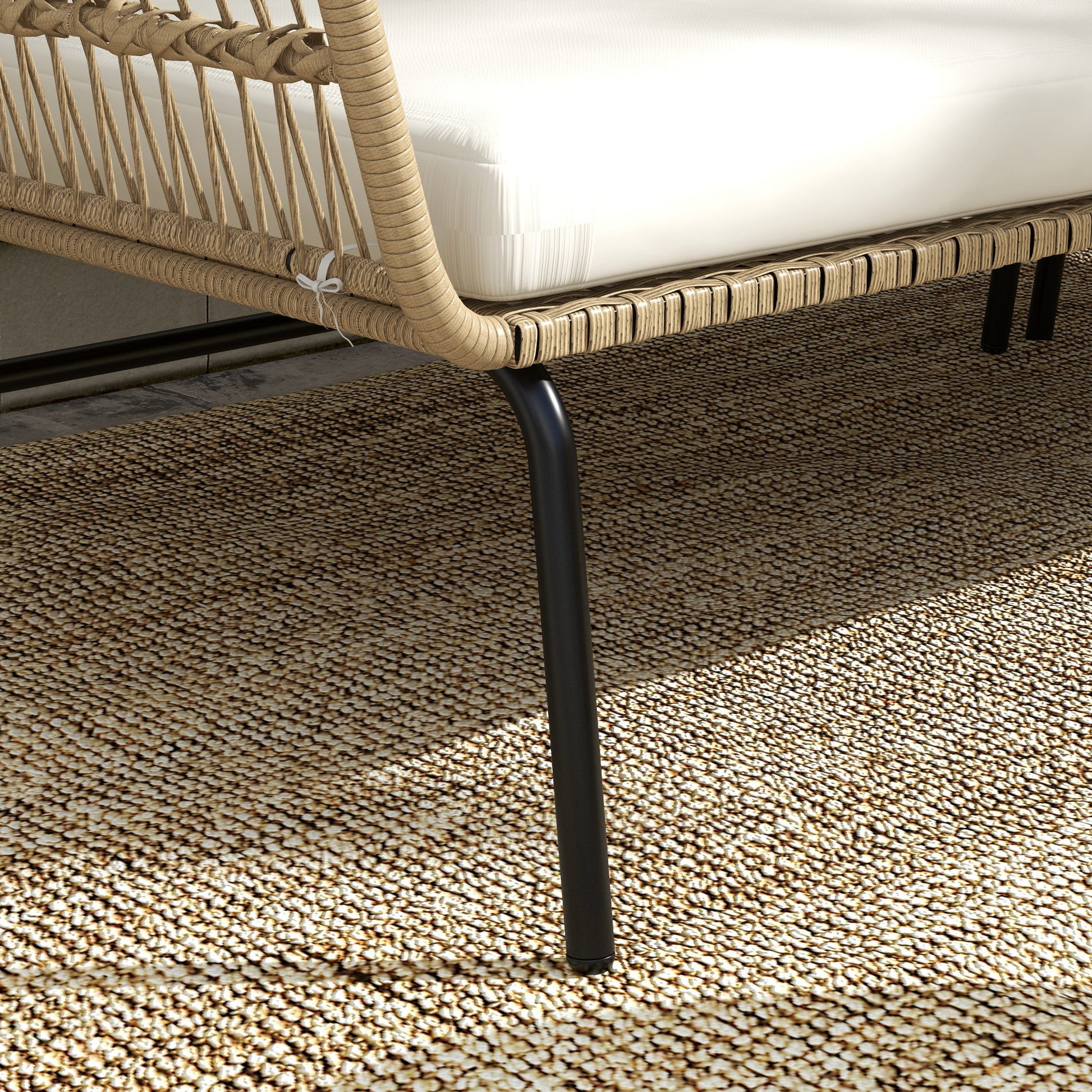 Outsunny Conjunto De Muebles De Jardín De Ratán Juego De 3 Piezas Crema_3