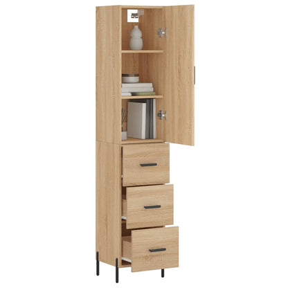 Aparador De Madera Contrachapada Roble Sonoma 34,5x34x180 Cm_2