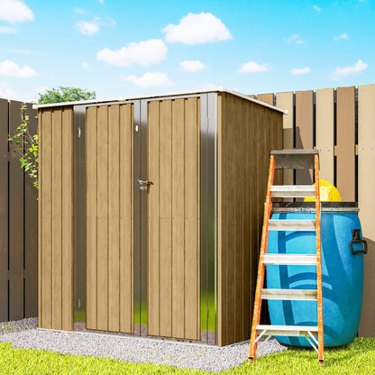 Outsunny Cobertizo De Jardín Exterior 163x89x163 Cm Puertas Con Pestillo Marrón_4