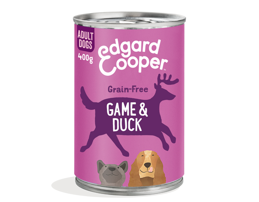 Lata de comida para perros con carne de caza y pato sin cereales | Edgard & Cooper 400 g