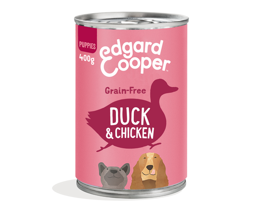 Lata de comida para cachorros de pato y pollo Sin Cereales | Edgard & Cooper 400 g