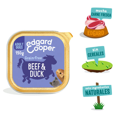 Tarrina de comida para perros con ternera y pato sin cereales | Edgard & Cooper 150 g