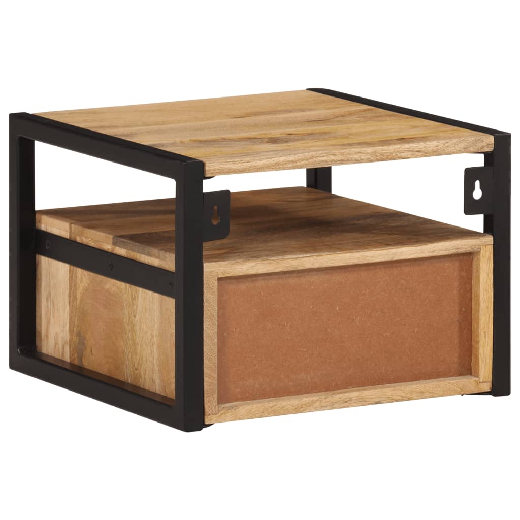 Mesita De Noche De Pared Madera Maciza De Acacia 35x35x25 Cm_3