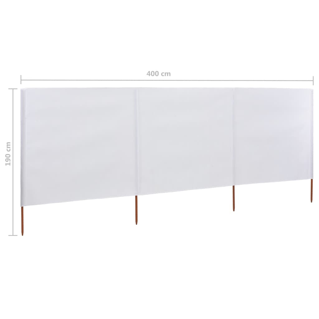 Vidaxl Paravientos De Playa De 3 Paneles Tela Blanco Arena 400x160 Cm_2