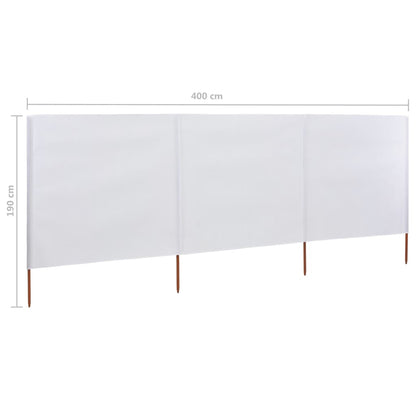 Vidaxl Paravientos De Playa De 3 Paneles Tela Blanco Arena 400x160 Cm_2