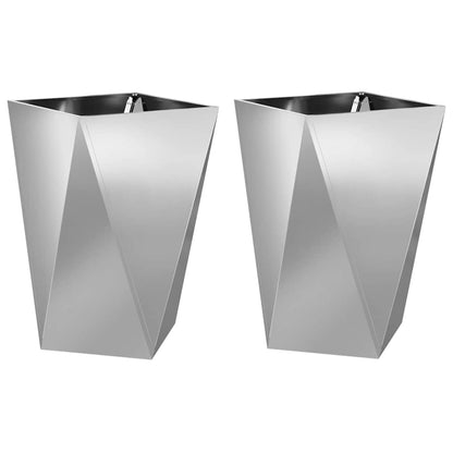 Jardinera 2 Pcs Plateado 50 X 50 X 75 Cm Acero Galvanizado_0