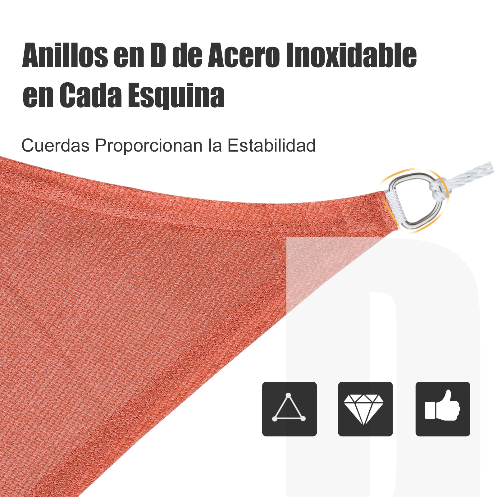 Outsunny Toldo De Vela Sombrilla Parasol Rectángulo Tejido De Poliester 185 G/m²_5