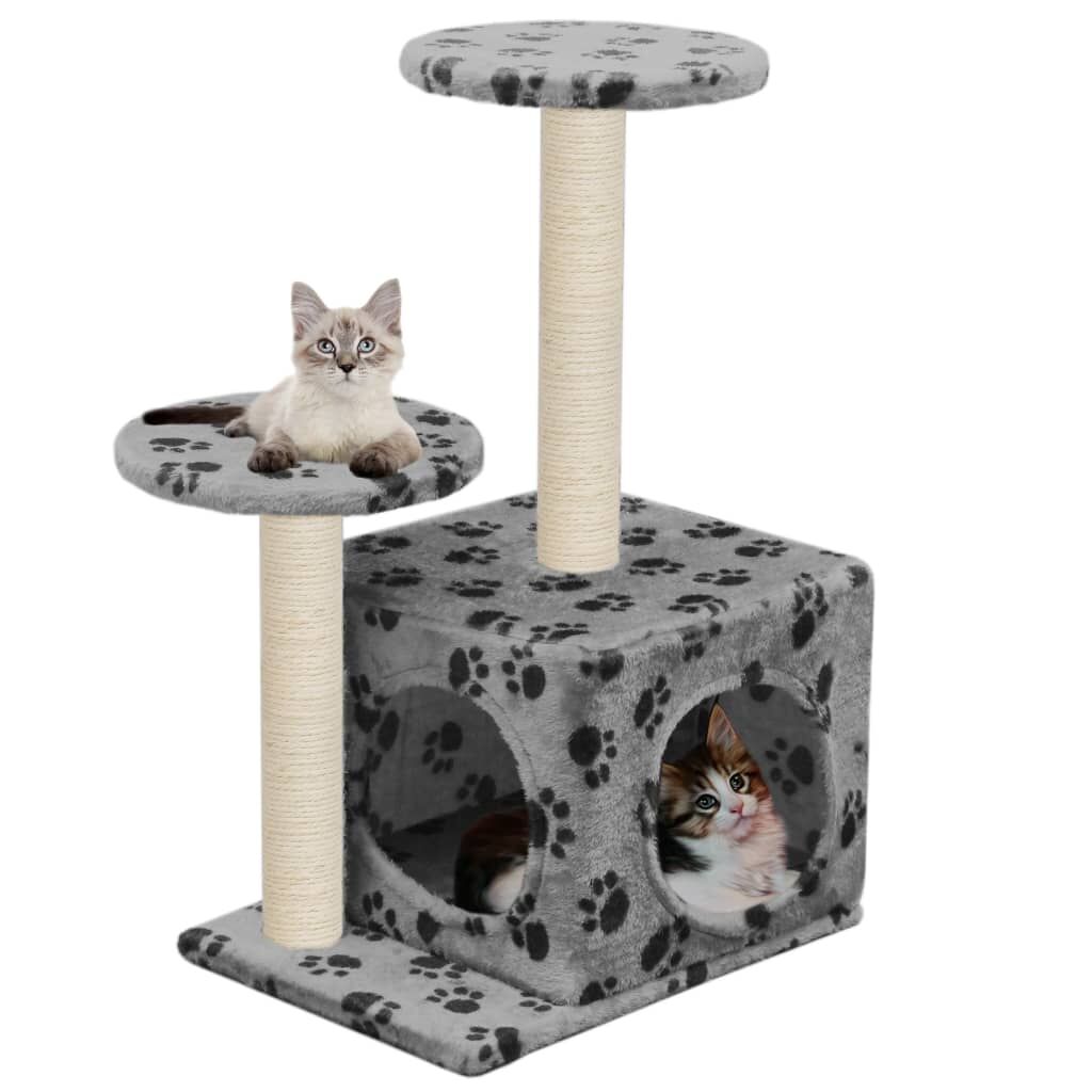Vidaxl Rascador Para Gatos Con Poste De Sisal 60 Cm Huellas Gris_1
