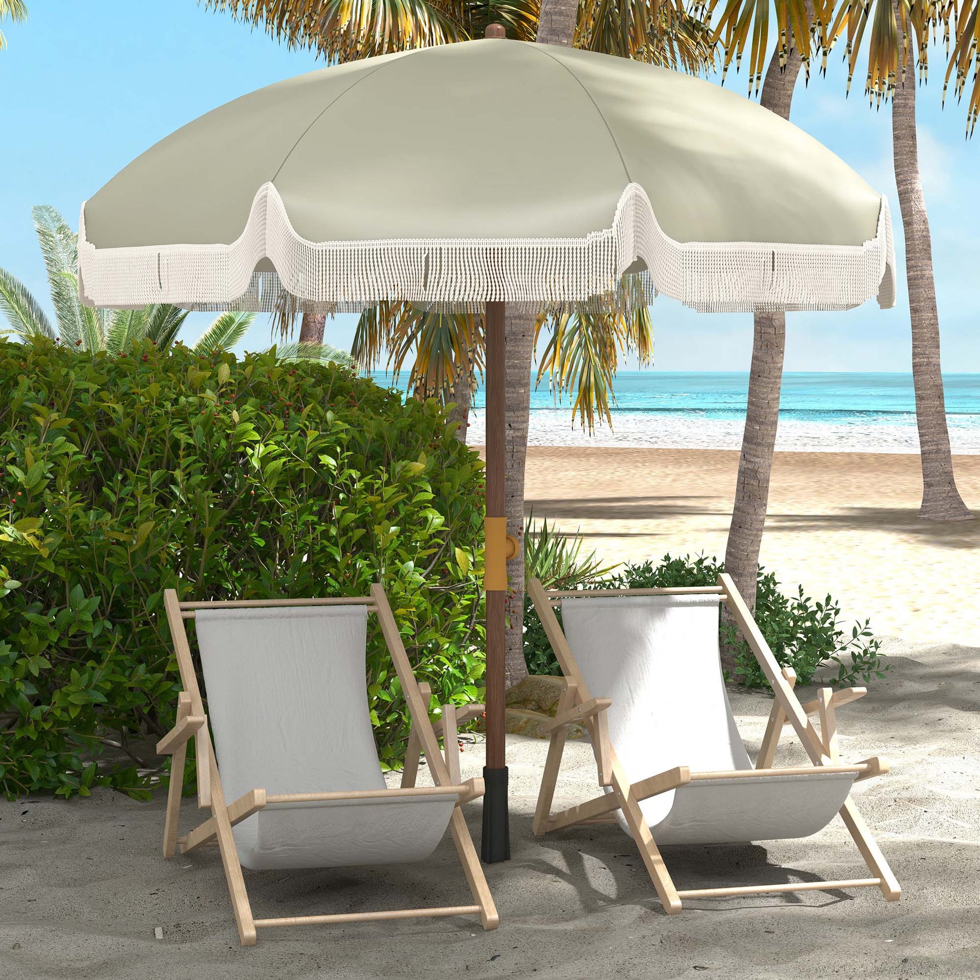 Outsunny Sombrilla De Playa Grande Ø190x210 Cm Con Protección Uv40+ Verde_1
