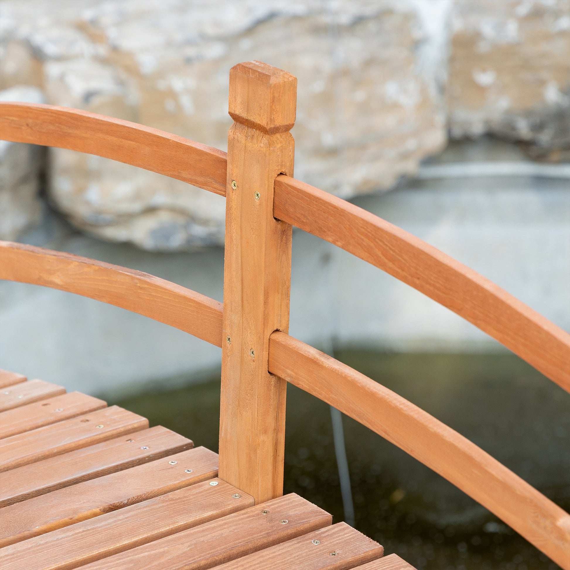 Outsunny Puente De Arco De Madera Con Pasamanos 185x72x58 Cm Natural_4