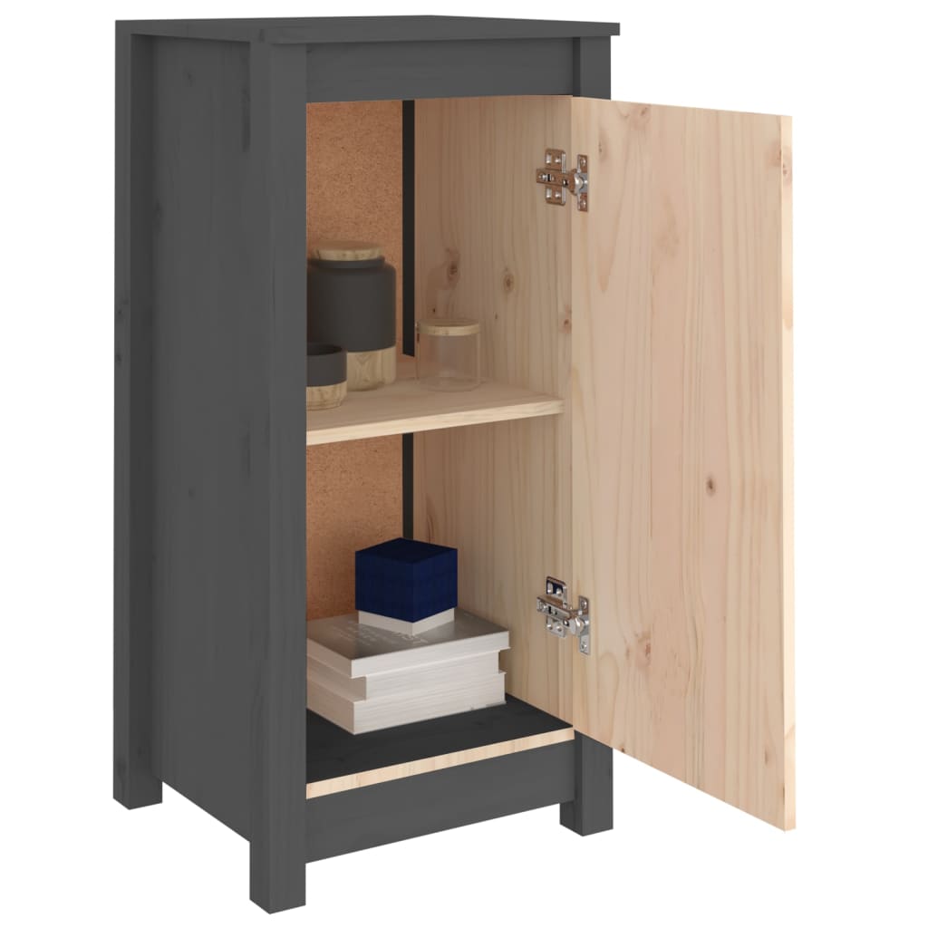 Aparador De Madera Maciza De Pino Gris 39x35x80 Cm / Vetonek_4