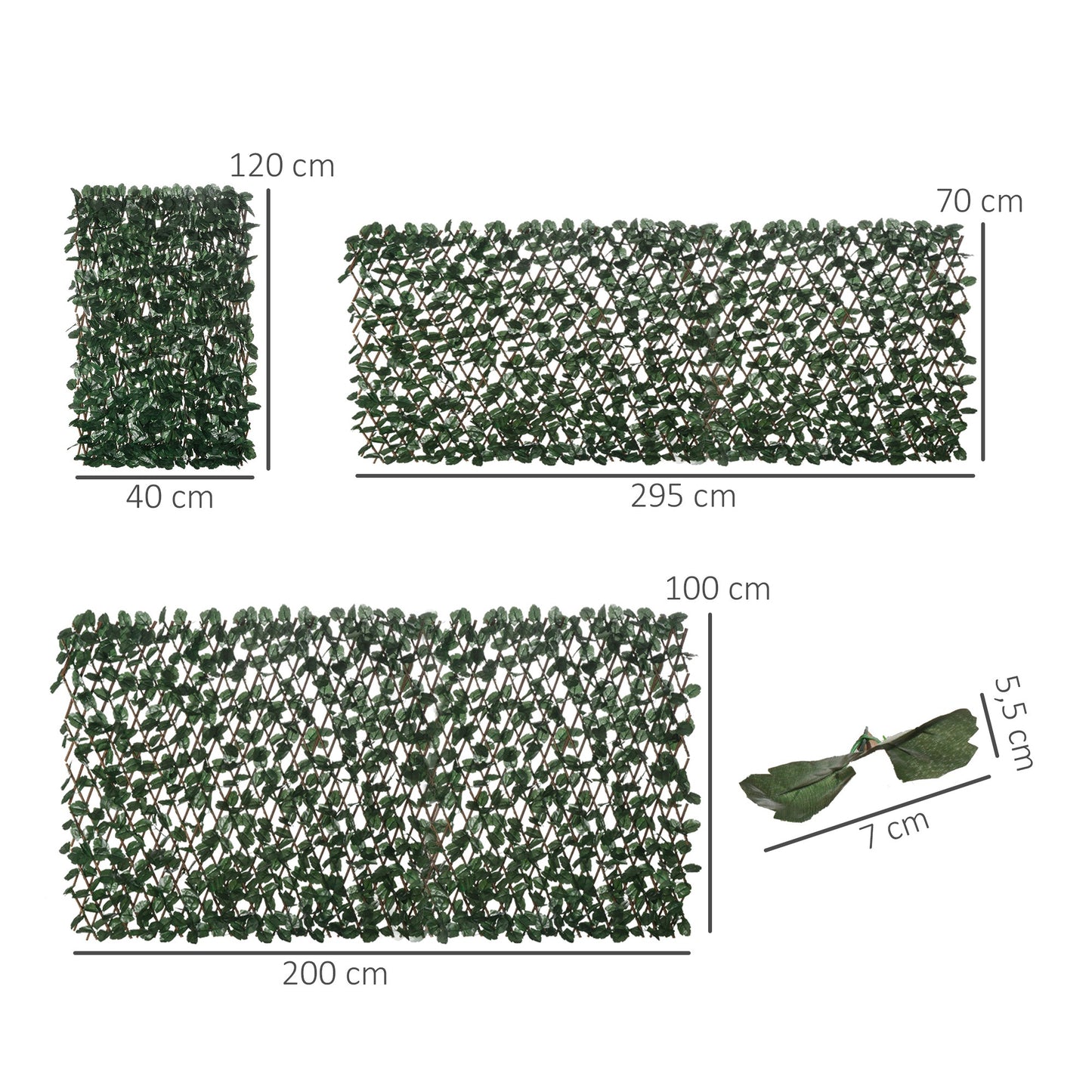 Outsunny Valla De Enrejado Expandible De 2 Piezas Con Hojas Artificial 295x70 Cm_2