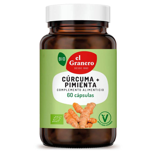 Cúrcuma + Pimienta BIO El Granero, 60 Cápsulas