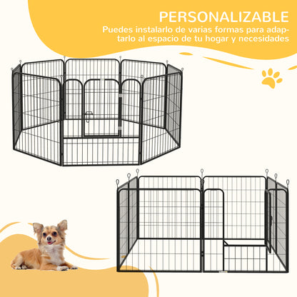 Pawhut Parque Para Mascotas 8 Vallas 80x80 Cm Corral Plegable Puerta Y Doble_3