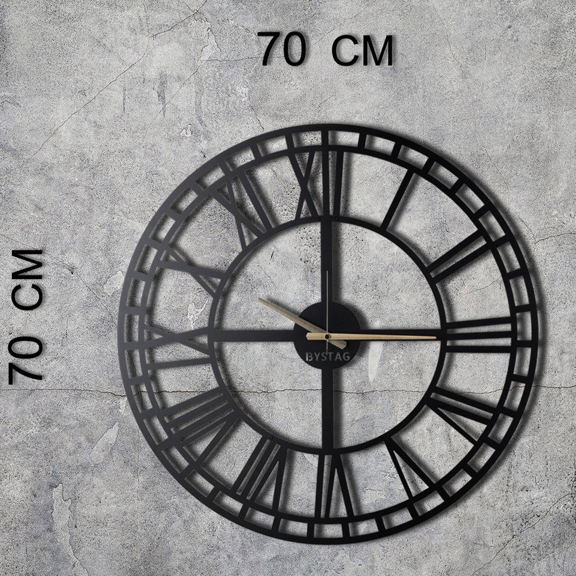 Reloj De Pared Metal Números Romanos 70x70