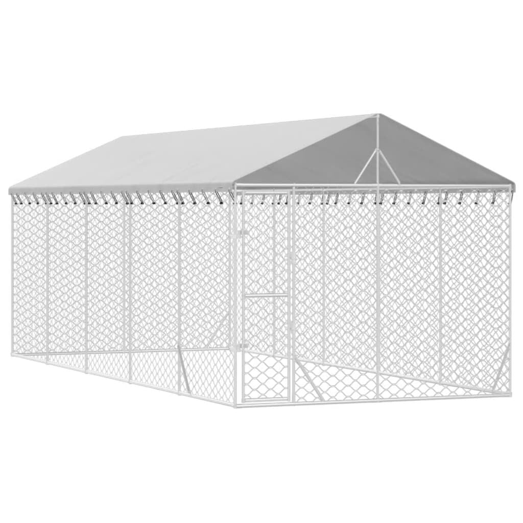 Vidaxl Perrera Exterior Con Techo Acero Galvanizado Plata 3x7,5x2,5 M_0