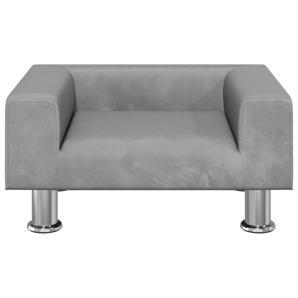 Cama Para Perros De Terciopelo Gris Claro 50x40x26,5 Cm / Vetonek_3