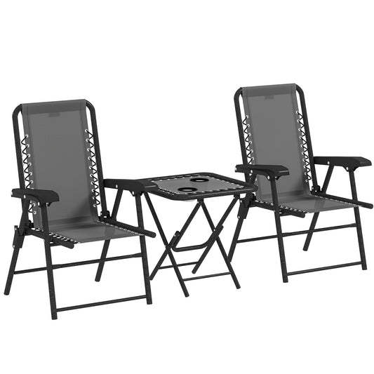Outsunny Conjunto De Mesa Y Sillas De Terraza Exterior De 3 Piezas Gris Oscuro_0