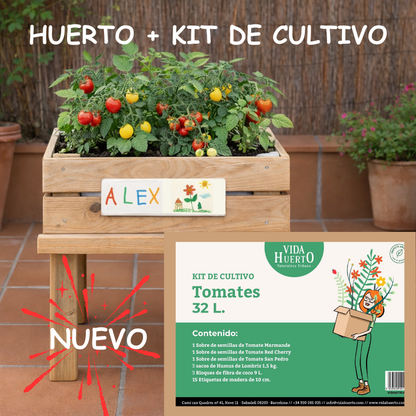 Mesa De Cultivo Infantil De Madera Con Kit De Cultivo De Tomates Variados| Vidahuerto_1