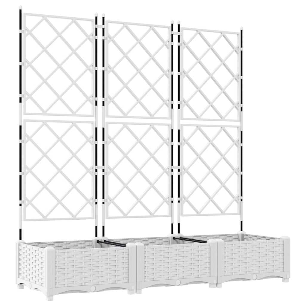 Vidaxl Maceta De Jardín Con Enrejado 3 Pcs Blanco 120 X 40 X 125.5 Cm_0