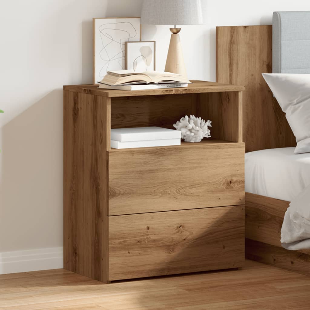 Mesita De Noche Madera De Ingeniería Roble Artisan 50x32x60 Cm_1