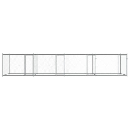 Jaula De Perros Con Puertas Acero Galvanizado Gris 8x2x1,5 M_3