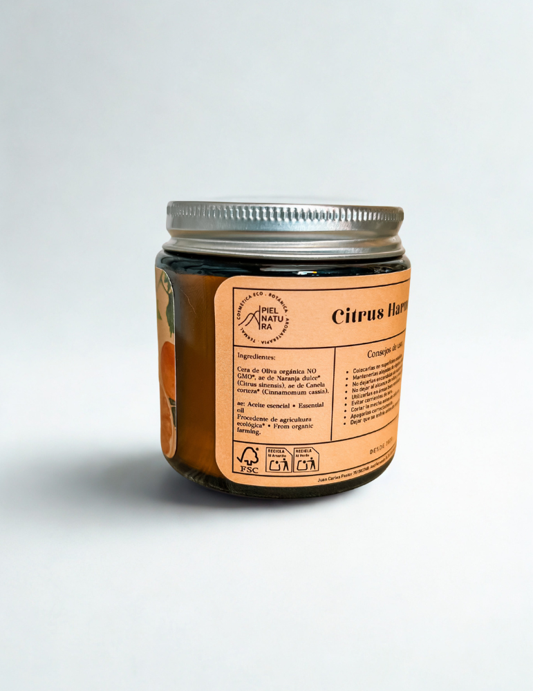 Vela Aromática Natural Naranja Y Canela Citrus Harmony Piel Natura_1