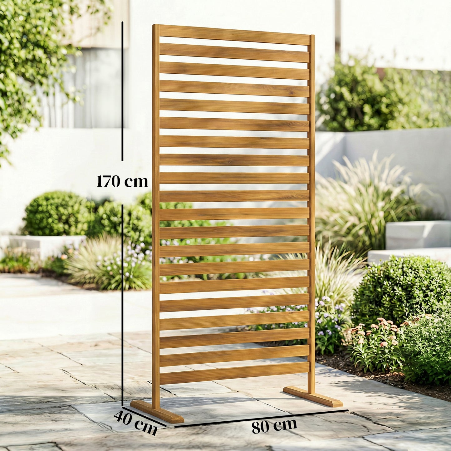 Outsunny Biombo De Madera 170x80 Cm Biombo Separador De Ambientes Marrón_2