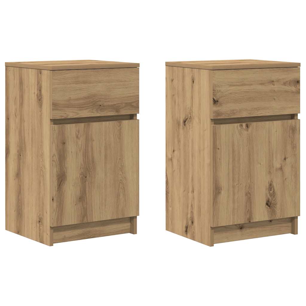 Mesitas Noche 2 Uds Madera Ingeniería Roble Artisian 39x35x65cm_0
