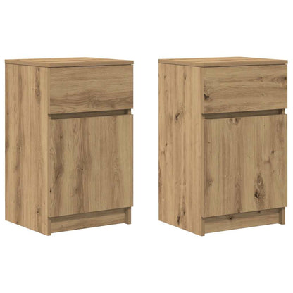 Mesitas Noche 2 Uds Madera Ingeniería Roble Artisian 39x35x65cm_0