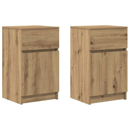 Mesitas Noche 2 Uds Madera Ingeniería Roble Artisian 39x35x65cm_0