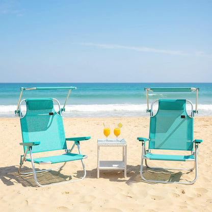 Outsunny Pack De 2 Sillas De Playa Plegables Con Respaldo Reclinable Turquesa_1